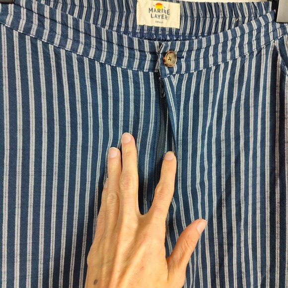 Marine Layer The Tencel Allison Trouser Pants Womens Small Navy‎ Blue Striped - Picture 4 of 10